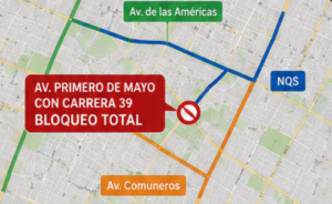 Lee más sobre el artículo Bloqueo por manifestación genera cierre total de la Av. Primero de Mayo con carrera 39